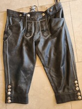 Marjo Damen Leder Trachten Hose Gr. 40 Schwarzanthrazitgrau