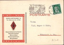 E 1410 Niederschlesien Breslau Wrocław Geschäftskarte Druckerei Wollmann