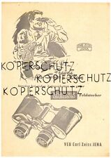 CARL ZEISS JENA Prospektblatt FELDSTECHER TURMON THEATERGLAS Reklame (Y4334