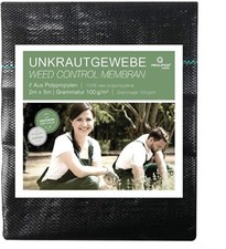 Unkrautvlies Gewebe Unkrautschutz 2x5m + 200 Kunststoff Erdanker schwarz 12cm