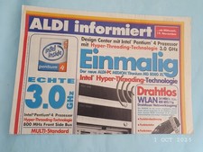 Alte Werbung ALDI 2003 Technik MEDiON, Pentium 4, Intel Hyper-Threading, Sammler