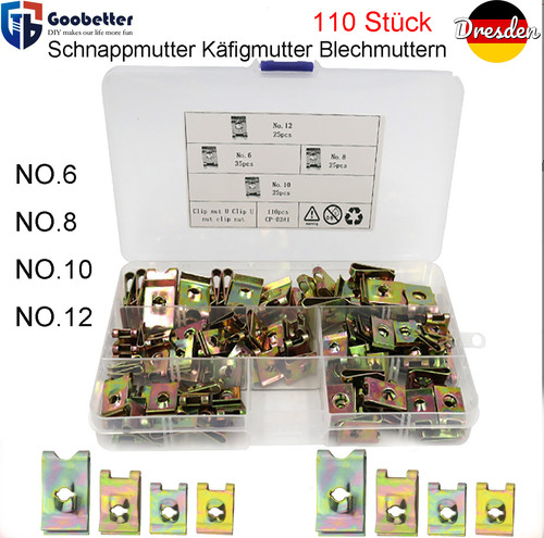 110tlg clip blechmuttern - 110tlg, u-clip