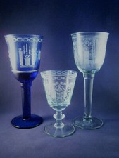 Logen-Glas Pokale m. Freimauer-Motiv  freemason glass
