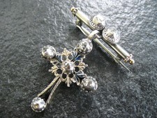 Brosche Silber Gold mit Rosenschliff Diamanten Flämische Kreuz Brosche 1820