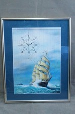 BILDERUHR WANDUHR WANDBILD SEEFAHRT SCHIFFSBILD + UHR RAHMEN VERGLAST BATTERIE