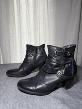 CAPRICE Black Leather Ankle