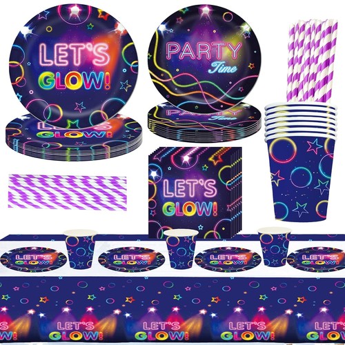 Neon partygeschirr set - neon, 61
