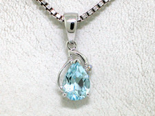 Aquamarin Anhänger 585 Weißgold 14Kt Gold natürlicher Aquamarin 1 Brillant