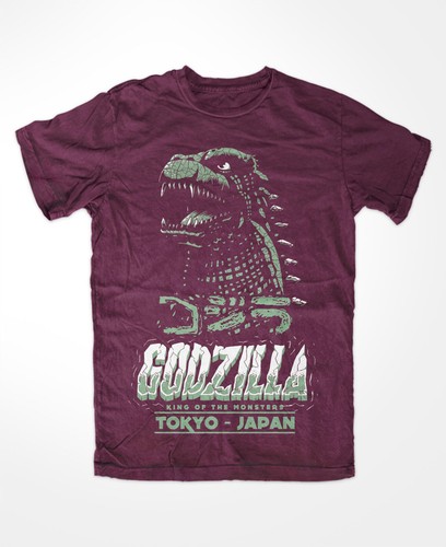 Godzilla shirt burgund - m5, t-shirt
