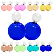 Doppel Perlen Ohrringe Ohrstecker Kugeln Ohr Piercing Modeschmuck vorne hinten glänzend