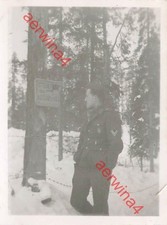 Deutscher Soldat auf Feldwache Russenwarnschild bei Salla Lappland Finnland