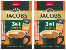 2 x JACOBS ORIGINAL 3IN1 Instant Kaffee 20 Sticks Boxen 252g 8,88oz