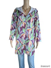 Damen Baumwolle Bluse Mit Kapuze Blätter Print  Djellaba Kaftan Stil Gr.L