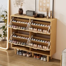 4 Klappen Eiche Schuhschrank