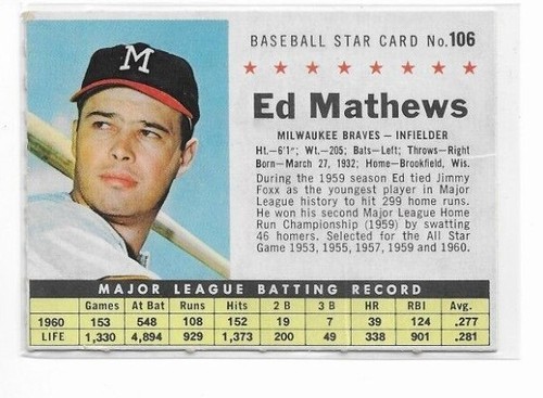 1961 post baseball cards - baseball,