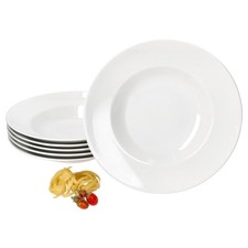 6x Bianco Pastateller Ø30cm aus Porzellan Nudel-Teller Weiß Suppe Teller tief