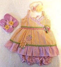 Mädchen Kleid mit Höschen, Stirnband und Schühchen 4teilig Gr 68 Neu mit Etikett