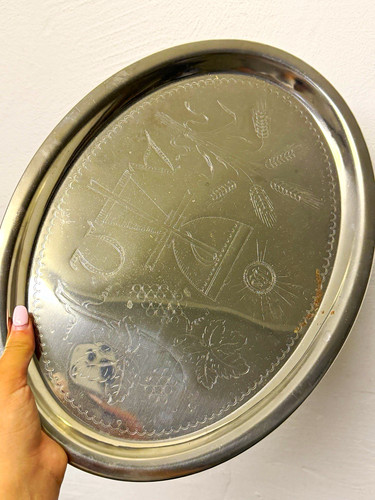 Serviertablett metall oval - metall,
