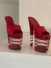 High heels mules rot - high, rot/lack/klar
