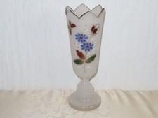 Antiker Biedermeier Glas Klech Glasvase !mit Emailmalerei !