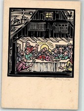 39934181 - sign. Reinhold Rose Holzschnitt Abendmahl Religion
