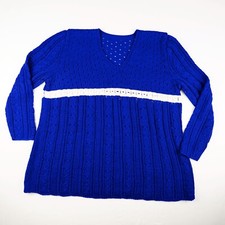 Pullover, Oberteil, Strickpullover, Lochpulli, Damen, blau, Gr. 50, Acryl, Handm