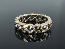 vintage Ketten Ring Gold 750 Bicolor Weiß- & Gelb-Gold massiv 16 Brillanten RG53