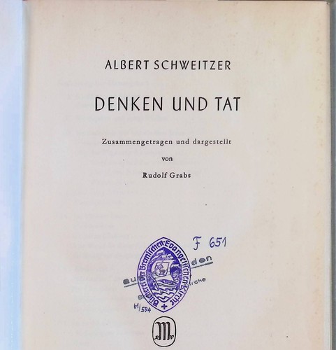 Denken und tat schweitzer - denken,