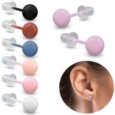 Keramik Ohrstecker Kugel Perle Ø 6 mm Runde Ohrringe Damen Herren hypoallergen 