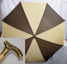 alter REGENSCHIRM schöner ADLER MESSINGGRIFF vintage Spazierstock Holzschaft