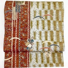 5735# Japanischer Vintage Nagoya Obi Gürtel Kimono Stoff Seide Traditionell