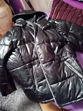 Damen Daunenjacke Lack schwarz