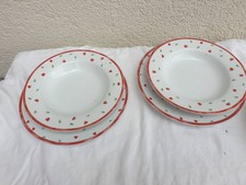 4 Teller Schloß Amalienburg  Porzellan rot weiß