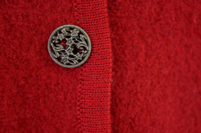 EMPRESS DAMEN REINE KOCHWOLLE STRICKJACKE BLAZER METALLKNÖPFE DUNKELROT 40