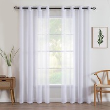 MIULEE Sheer Voile Vorhänge 2er Set 140x300cm, Transparent mit Ösen  Weiß