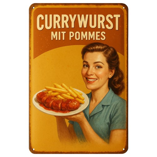Currywurst pommes blechschild - currywurst,