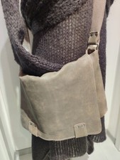 LEGEND Umhängetasche groß, Leder Handtasche Umhängetasche used look grau beige