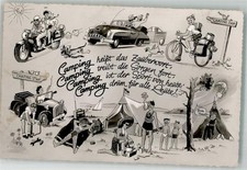 39865660 - Camping Karikatur Auto Kofferradio Fahrrad Ziehharmonika Zelten Auto