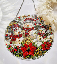 Festlicher Fensterschmuck als Hänge-Deko mit edler Strass-Malerei,  ca. 24 cm.