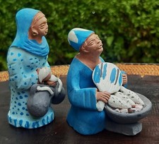 Ton Figur Paar a. dem Markt aus Ägypten alte Handarbeit Unikate Souvenir Sammler