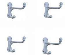 4 Stk Garderobenhaken Doppelhaken weiss Gusseisen Eisen Wandhaken 15x10cm Shabby