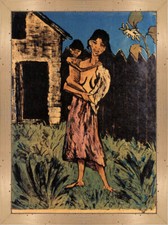 Stehende Zigeunerin mit Kind auf Arm Expressionismus Otto Mueller A3 Natur 05