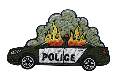 Burning police car patch - patch, |