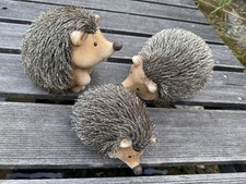 3 x Igel Deko Figur Garten naturgetreu 