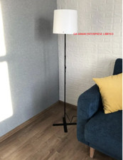 IKEA BARLAST hohe Stehlampe schwarz/weiß Stahl weicher Schirm Dekor 150 cm
