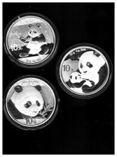 China Panda 2017-2019 3 St. 30gr. Silber tadellos in Münzkapsel