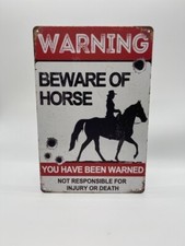Blechschild Warning Horse