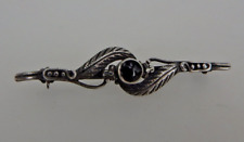 Kleine Vintage Brosche im Viktorianischer Stil mit Onyx Perle Silber (107985)