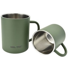 Edelstahl Thermobecher Oliv Doppelwandig Henkel Tasse Outdoor Isoliert Matt Grün