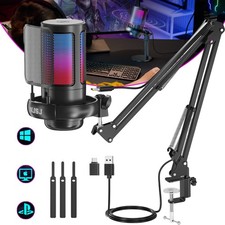 USB Gaming Mikrofon, Kondensator Microphone mit Mute,Pop-Filter für Streaming